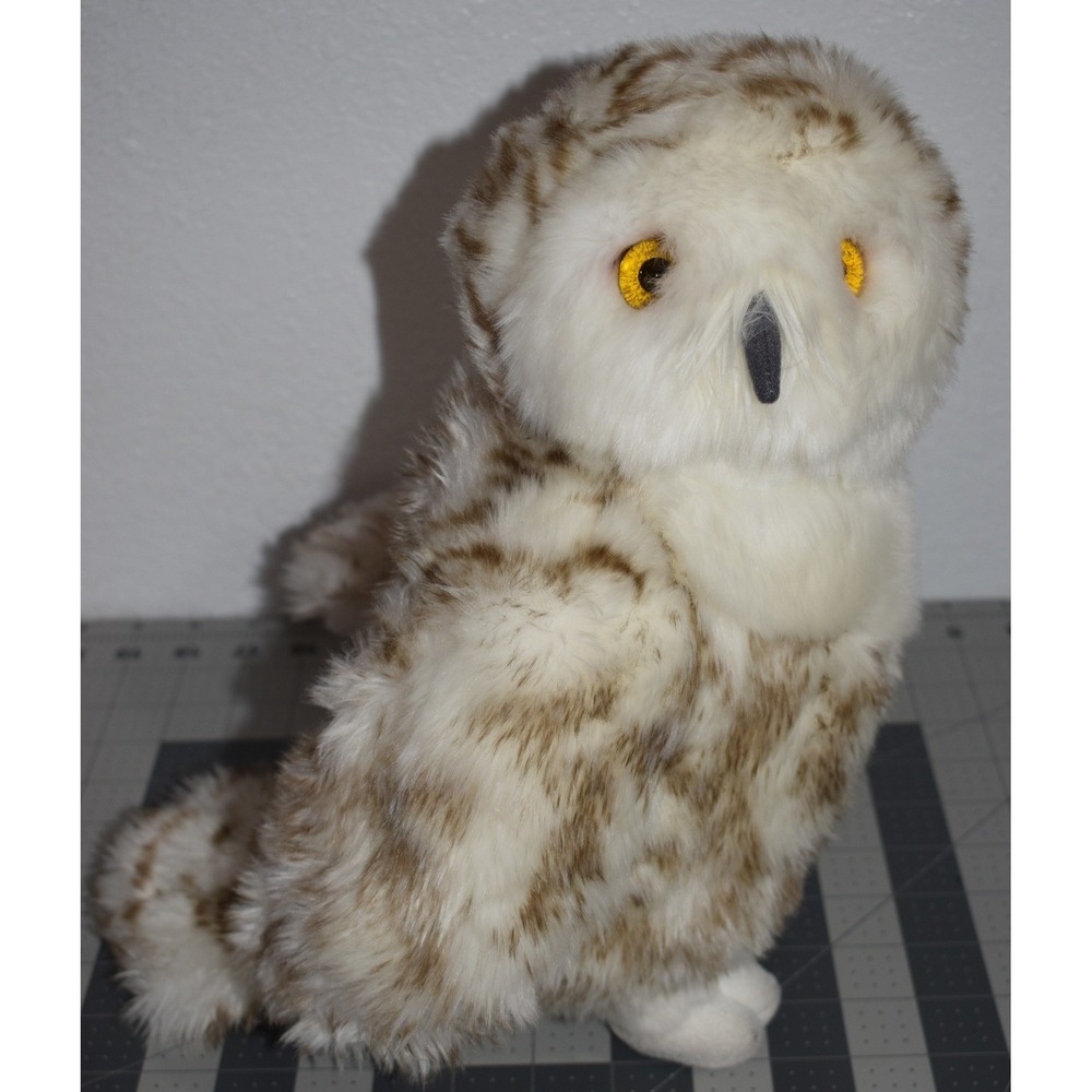 Miyoni Aurora Snowy Owl Plush Stuffed Animal White Brown Spotted‎ 15 in lifelike